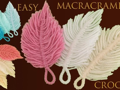 Plumas con forma de hojas a Crochet y Macramé para bolsos tejido tallermanualperu