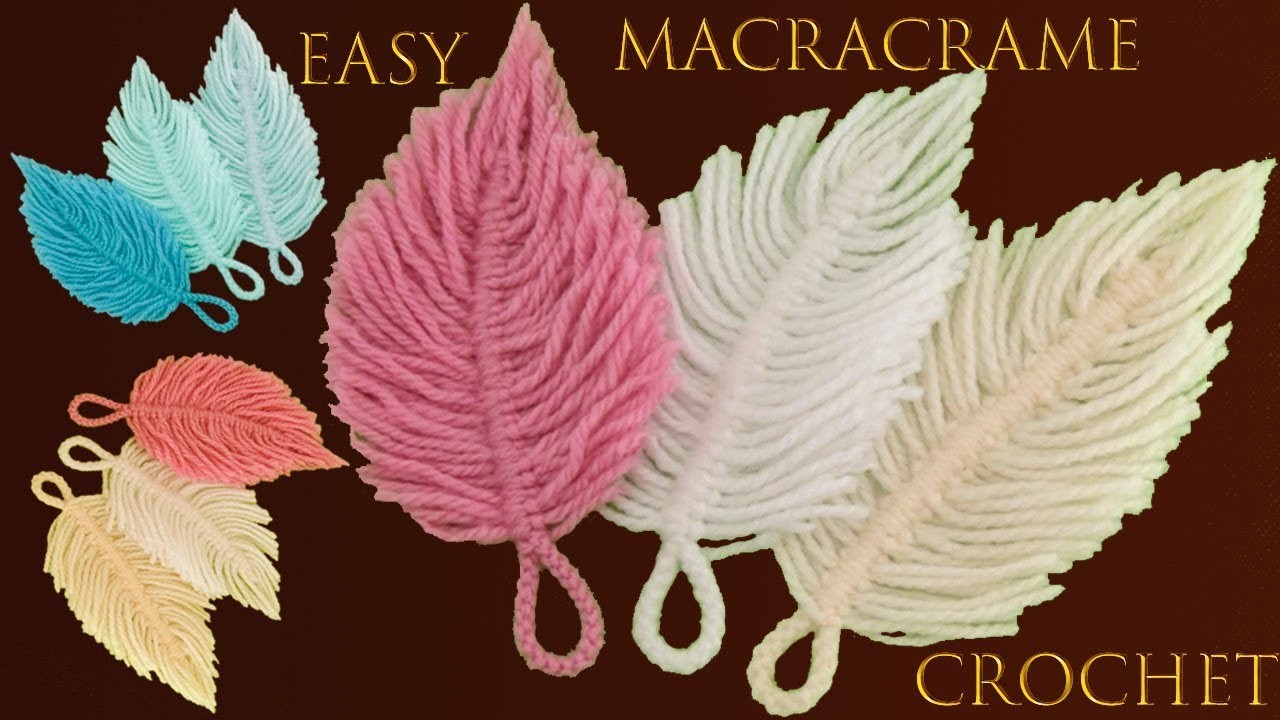 Plumas con forma de hojas a Crochet y Macramé para bolsos tejido tallermanualperu