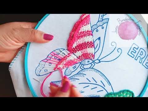5. Bordado Fantasía Mariposa 2. Hand Embroidery Butterfly. Fantasy Stitch