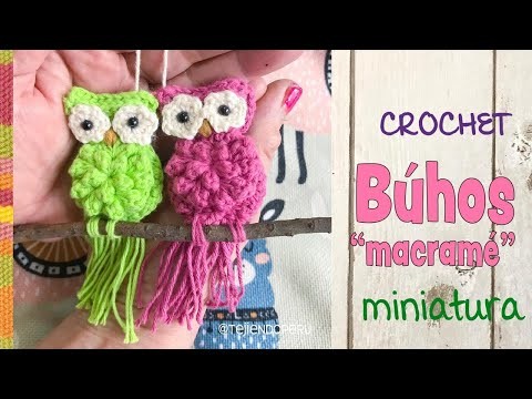 Búhos MINIATURA imitación MACRAMÉ tejido a crochet. Tejiendo Perú