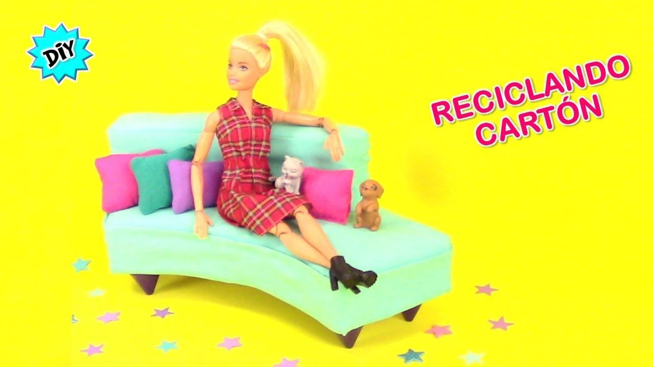 Como Hacer SILLÓN Para Muñecas Barbie Reciclando cartón muy Fácil Estilo Diván!