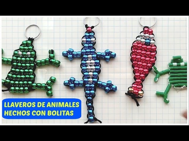 Llaveros de animales hechos con bolitas