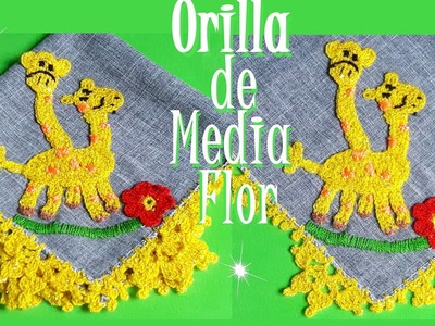 Puntilla de media Flor a Crochet.  Orilla Fácil ????‍♀️ ????