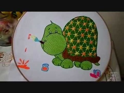 Bordado Fantasía Tortuga Terminada