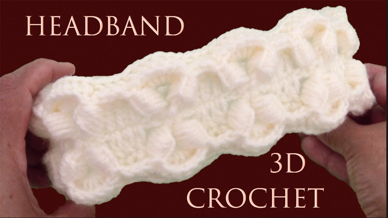 Diadema a Crochet en punto 3D estilo Hindú para dama tejido tallermanualperu