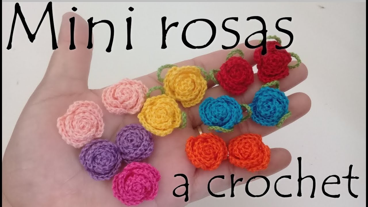 Mini rosas a crochet - flores a crochet - aplicaciones -