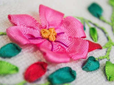 Bordado a mano:borde o cenefa decorativa #3.Ribbon embroidery border