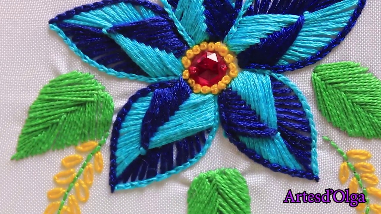 Bordado a Mano: Flor de Fantasía Doble Color | Double Color Fantasy Flower Embroidery