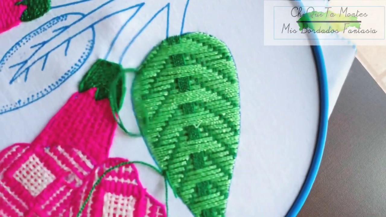 Bordado Fantasía Hoja 34. Hand Embroidery Leaf. Fantasy Stitch