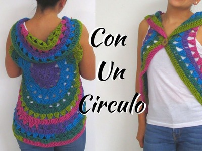 Chaleco MANDALA con un solo CIRCULO Tutorial Fácil - Crochet FeLIZ