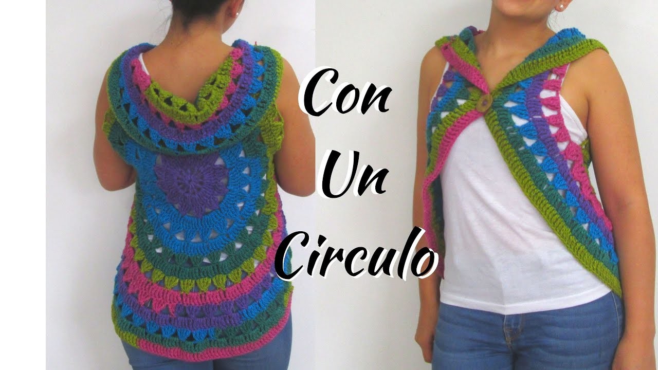 Chaleco MANDALA con un solo CIRCULO Tutorial Fácil - Crochet FeLIZ