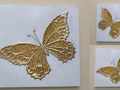 Cuadro de mariposa dorada - golden butterfly picture