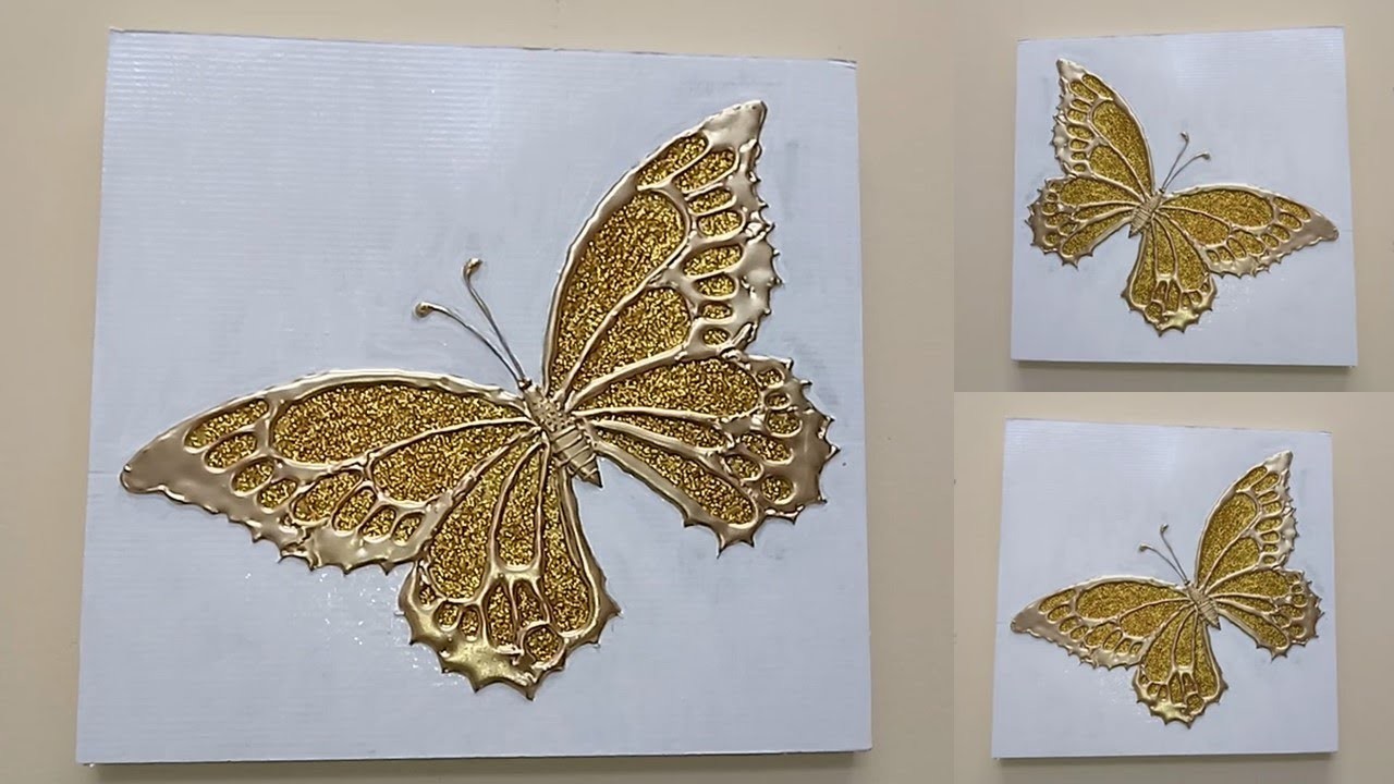 Cuadro de mariposa dorada - golden butterfly picture