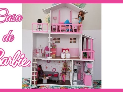 DIY casa de muñecas con cajas de carton para barbie.  dollhouse with cardboard boxes