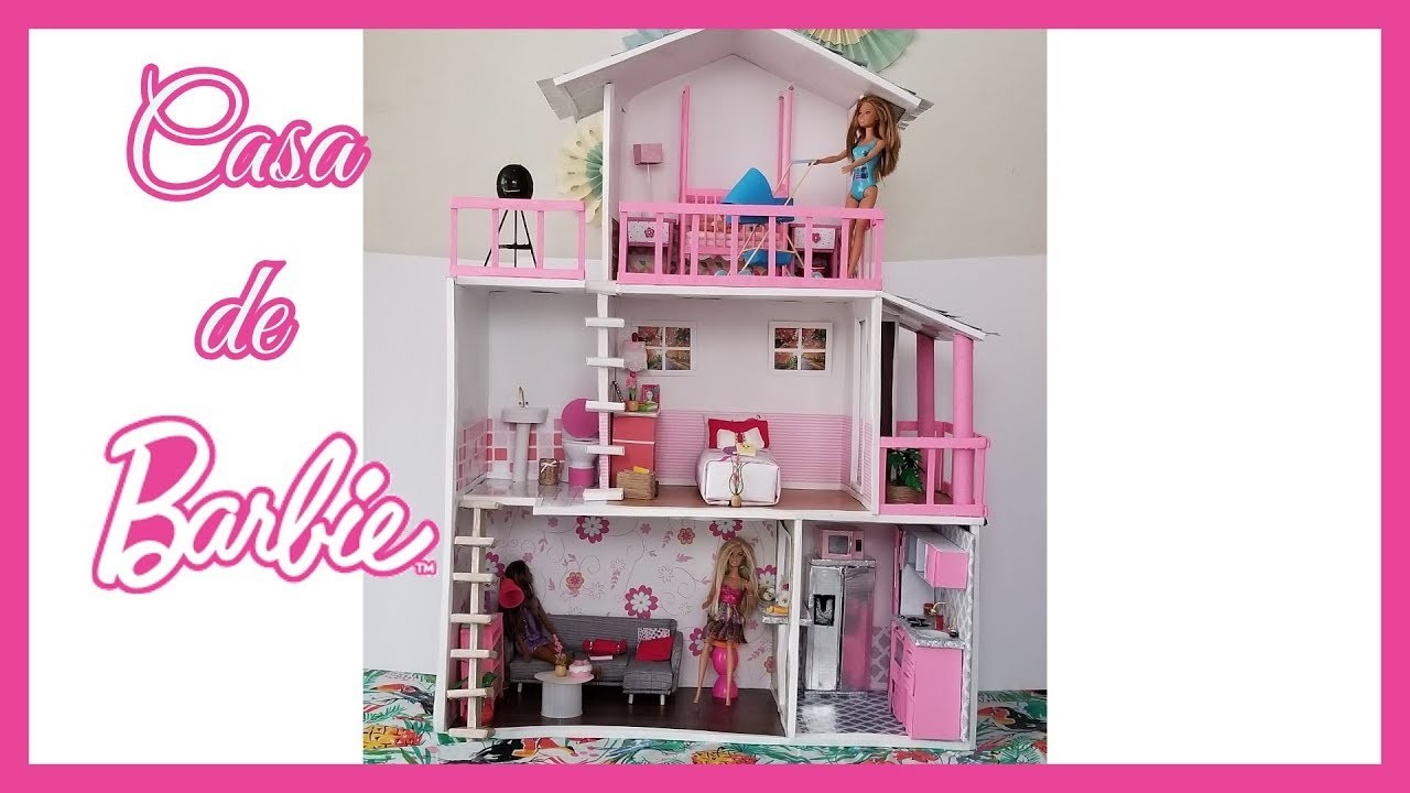 DIY casa de muñecas con cajas de carton para barbie.  dollhouse with cardboard boxes