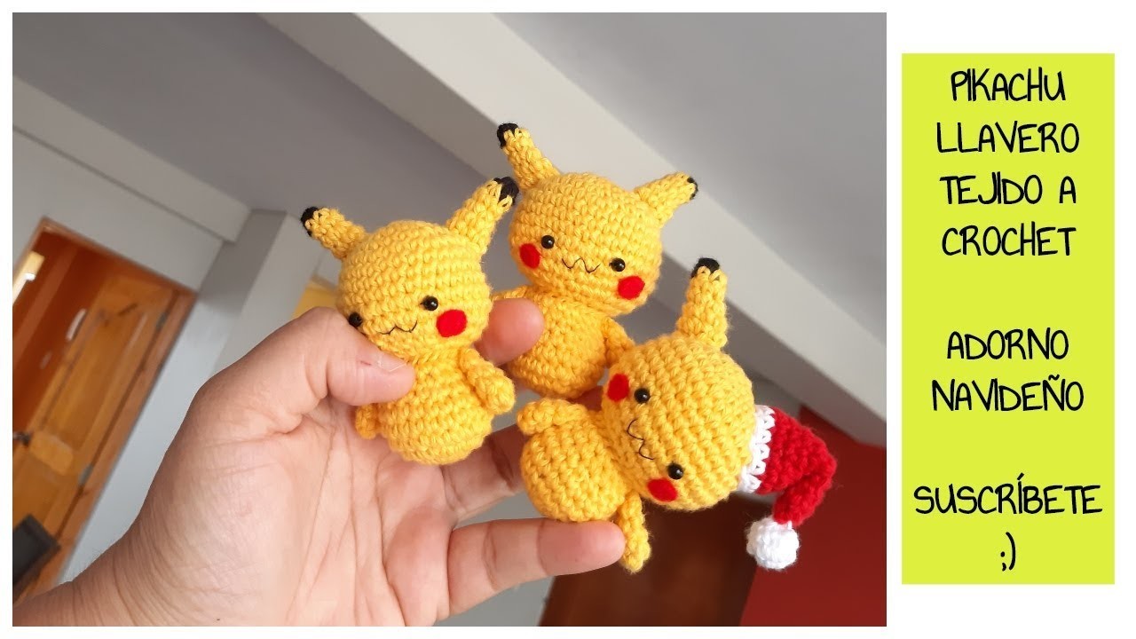 PIKACHU LLAVERO CROCHET - ADORNO NAVIDEÑO