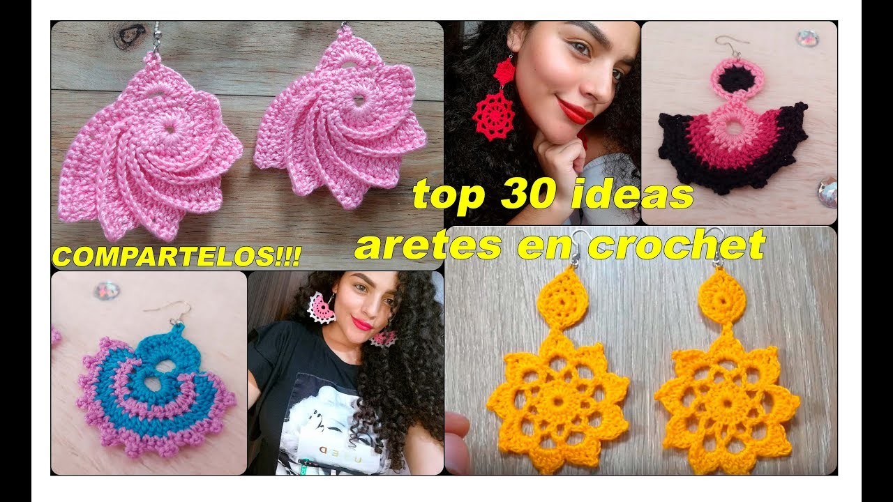 30 Ideas de aretes en crochet, lindos diseños