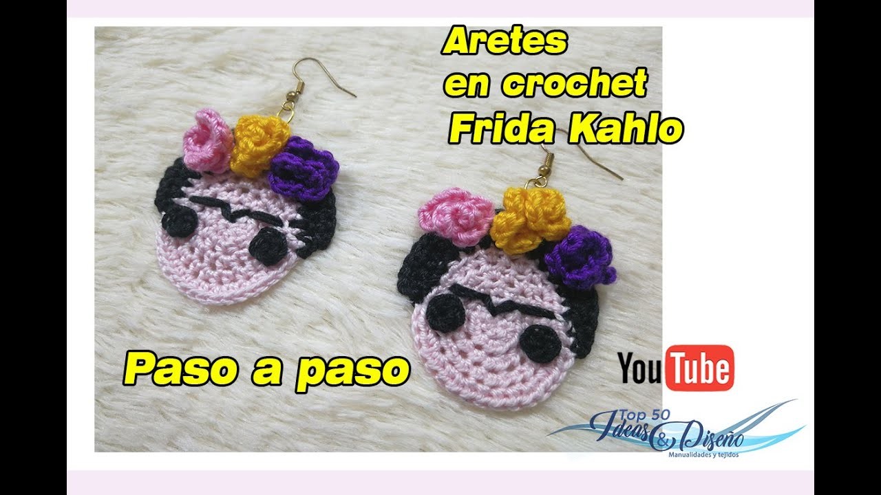 Aretes crochet Frida Kahlo, faciles de hacer!!