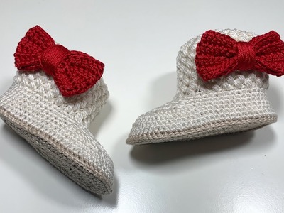 Bota tejida a crochet para bebe 0.3 meses | paso a paso | How to crochet baby booties