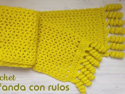 Bufanda con rulos o tirabuzones a crochet - Con indicaciones para tejerla en todos los talles