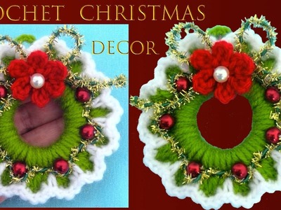 Como hacer corona de Navidad tejida a crochet Christmas decor three