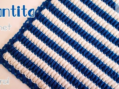 Como tejer paso a paso una Mantita en Punto Puff Alargado Crochet - Ganchillo  Parte 2