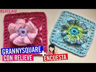 Cómo tejer un Grannysquare con Relieve a Crochet | EliClau