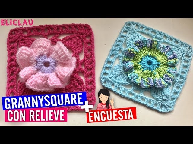Cómo tejer un Grannysquare con Relieve a Crochet | EliClau