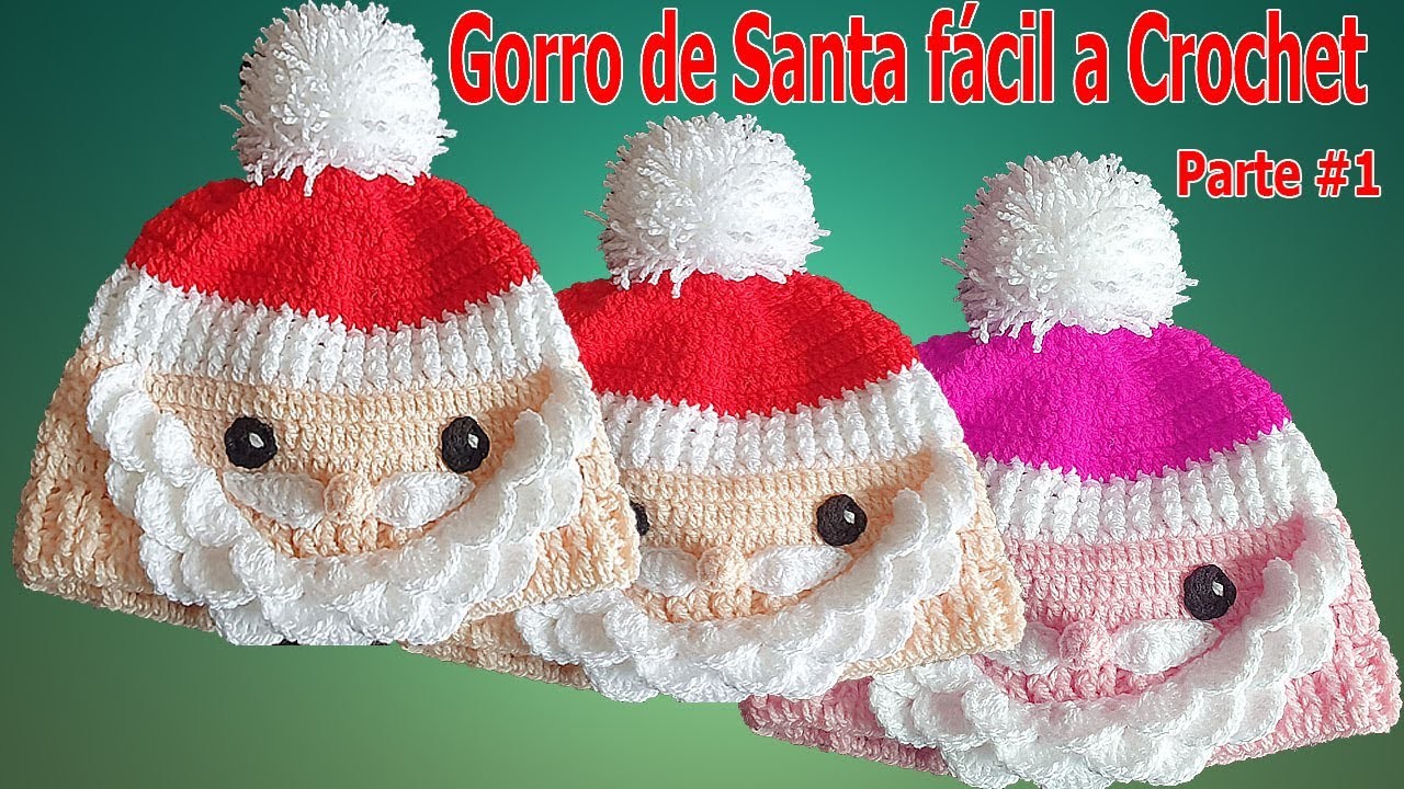 Gorro de Santa Claus ( papá Noel ) tejido a crochet facil ???????????? parte #1
