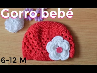 ????Gorro tejido a crochet con flor????.Crochet knit hat with flower
