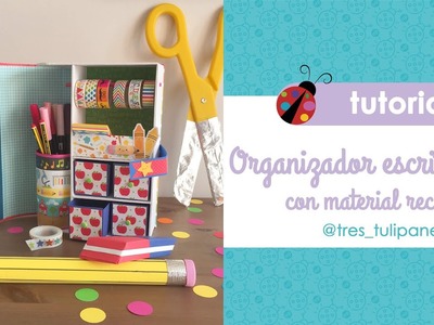 Organizador de escritorio de cartón DIY | Tutorial scrapbooking español