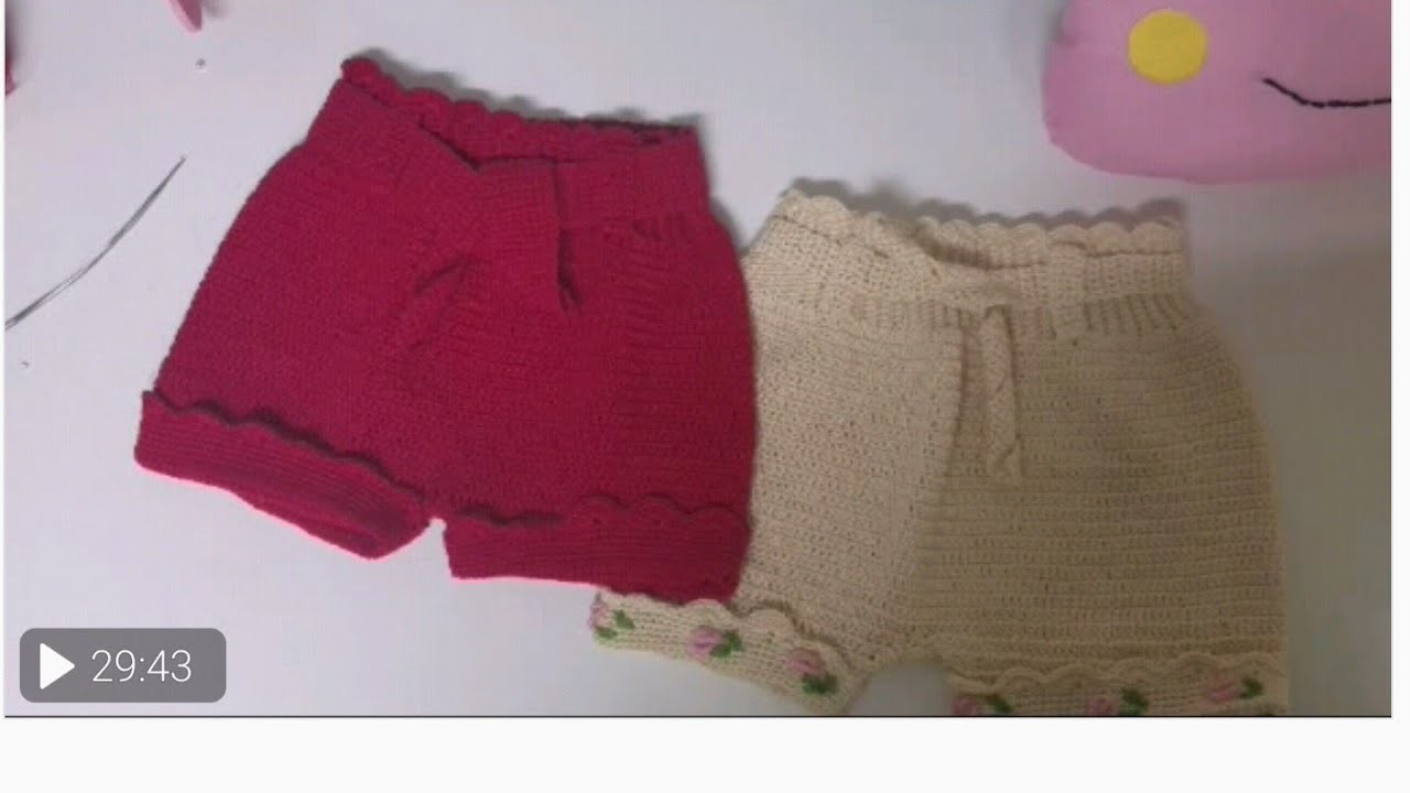 Pantalón tejido a crochet para niña de 3 a 6 meses