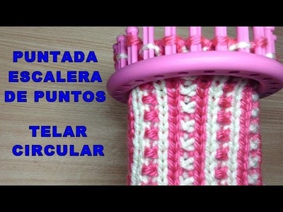 PUNTADA ESCALERA DE PUNTOS EN TELAR CIRCULAR | Puntada 28 | Ladder Stitch