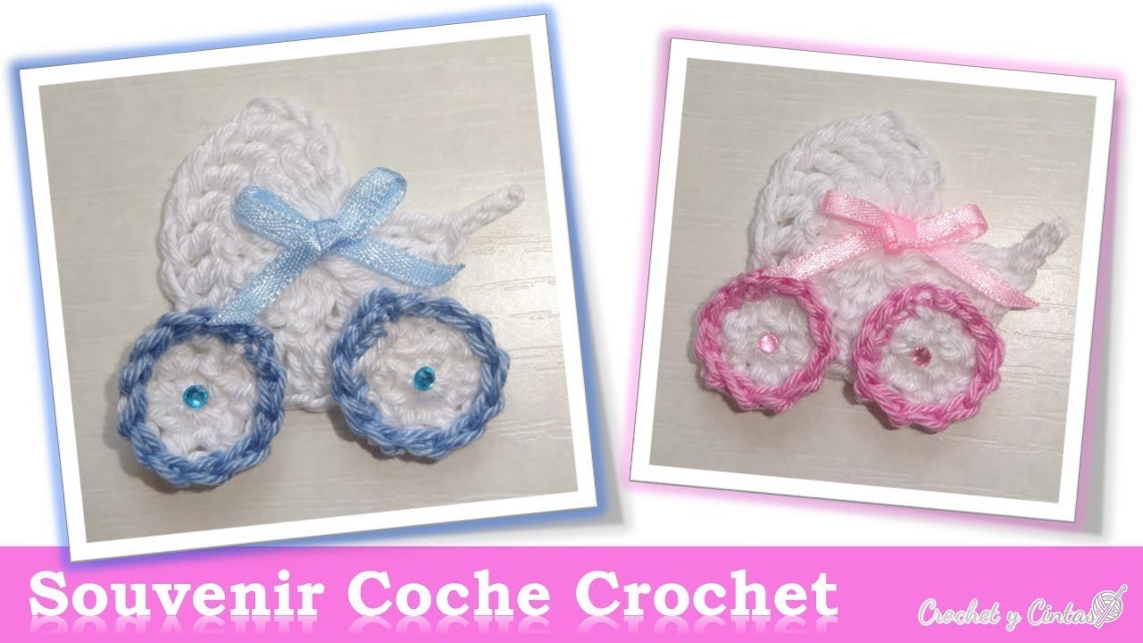Souvenir - recuerdo coche para bebé a crochet (ganchillo)