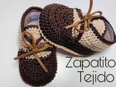 Zapatito unisex tejido a crochet| Paso a Paso | Unisex crochet baby shoes| Tejido| Crochet 0.3 Meses
