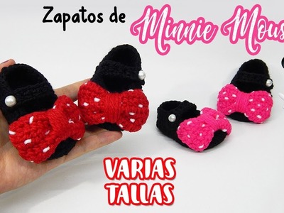Zapatos de Minnie Mouse tejidos a crochet VARIAS TALLAS