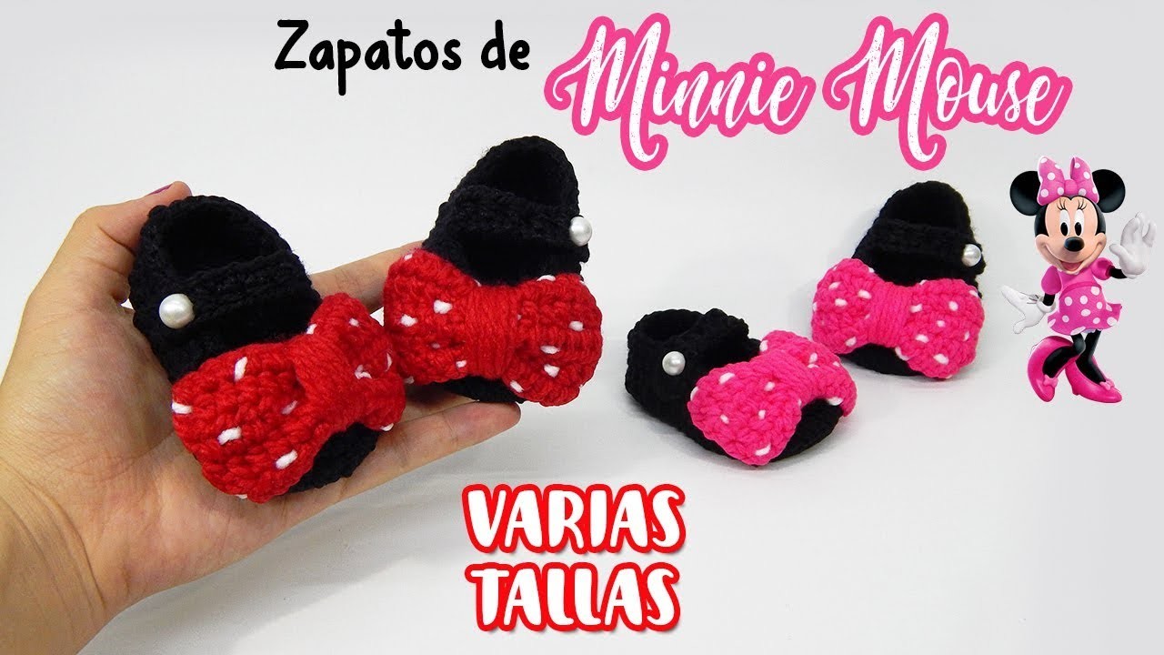 Zapatos de Minnie Mouse tejidos a crochet VARIAS TALLAS