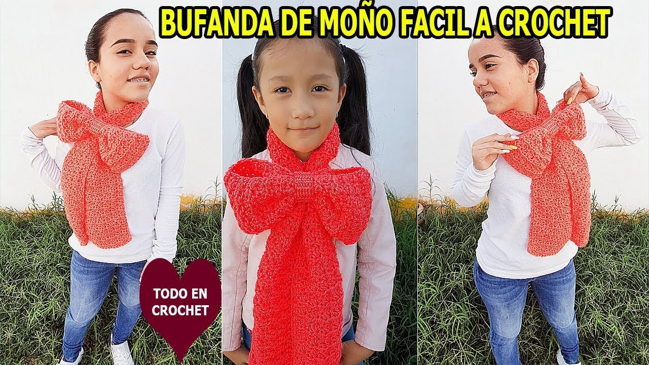 Bufanda facil para mujer y niñas tejido con punto fantasia a crochet