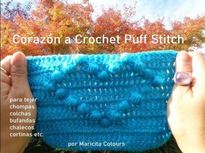 Corazón con punto Puff ó Piña a Crochet por Maricita Colours