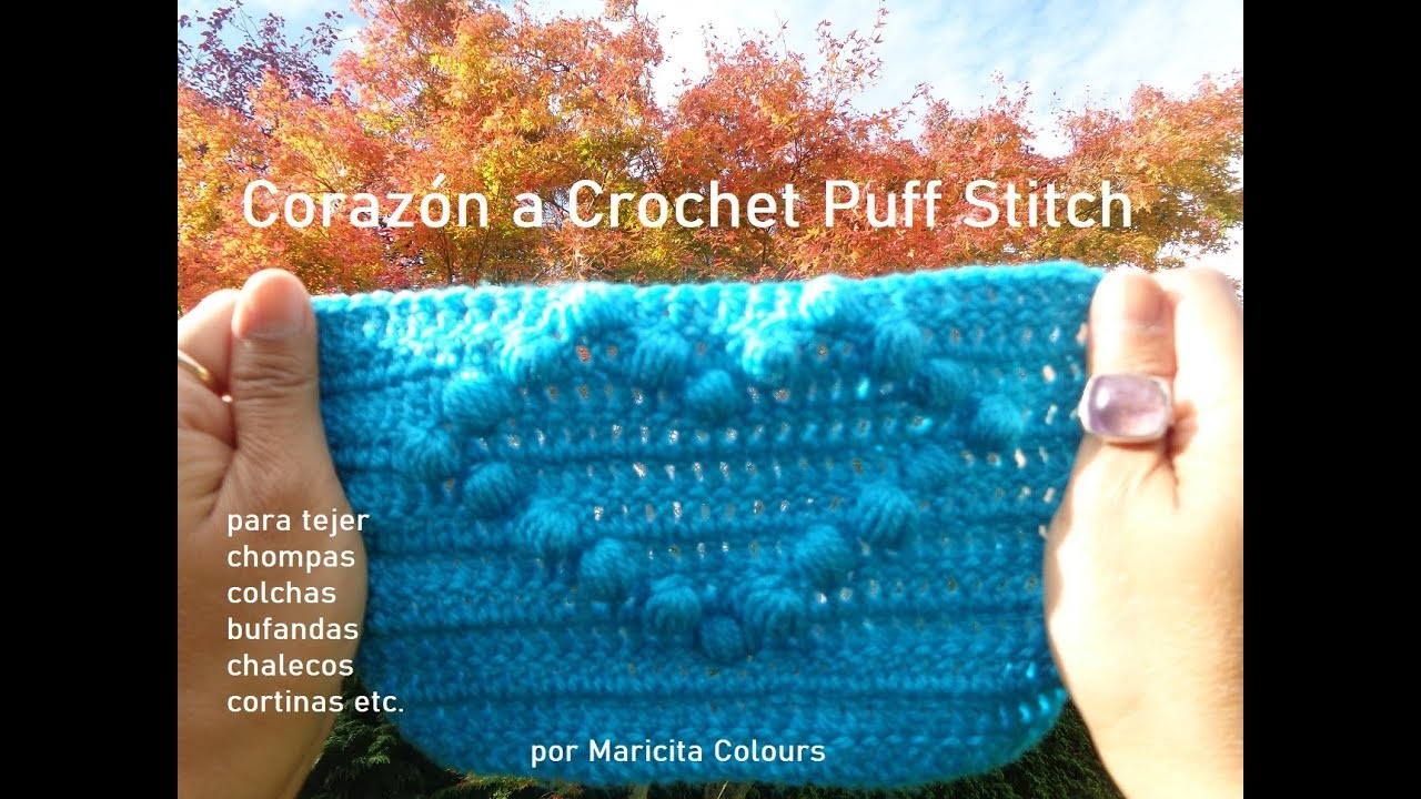 Corazón con punto Puff ó Piña a Crochet por Maricita Colours
