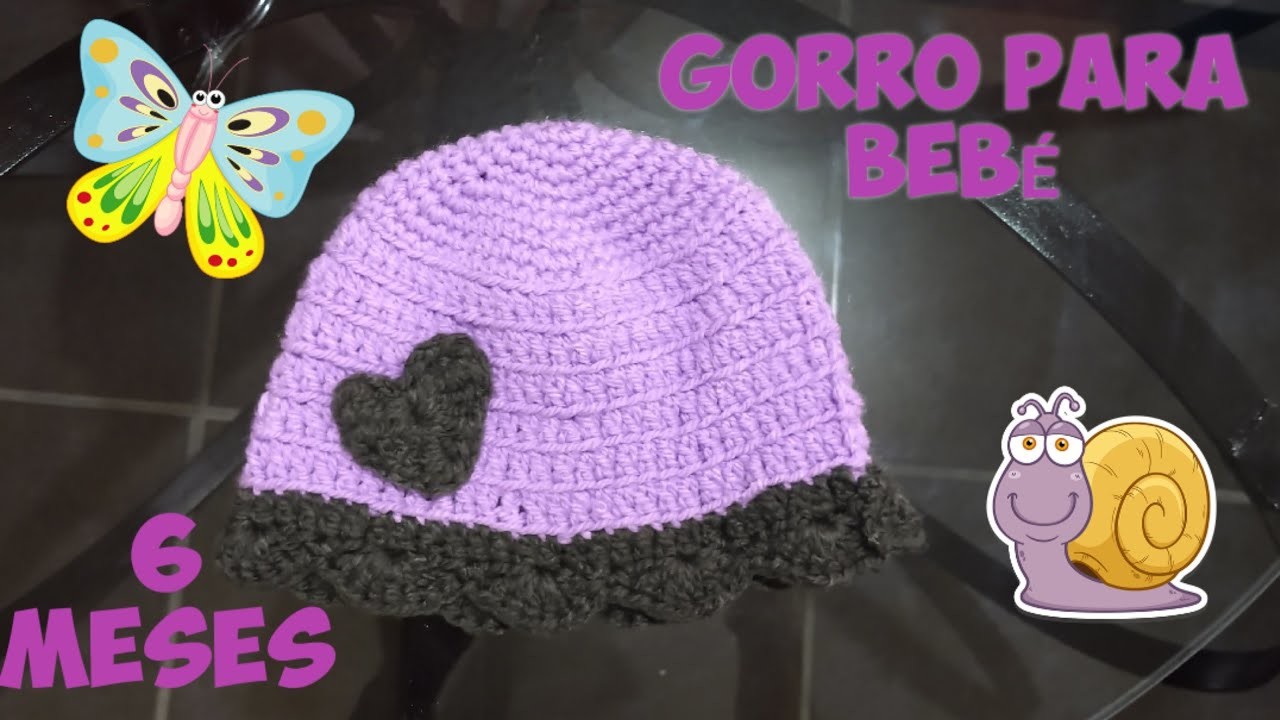 HERMOSO GORRO TEJIDO A CROCHET PARA BEBE DE 3 MESES, PASO A PASO