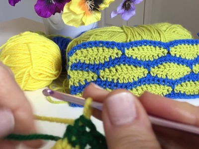Punto Fantasía Reversible combinado en dos Colores en Crochet #17