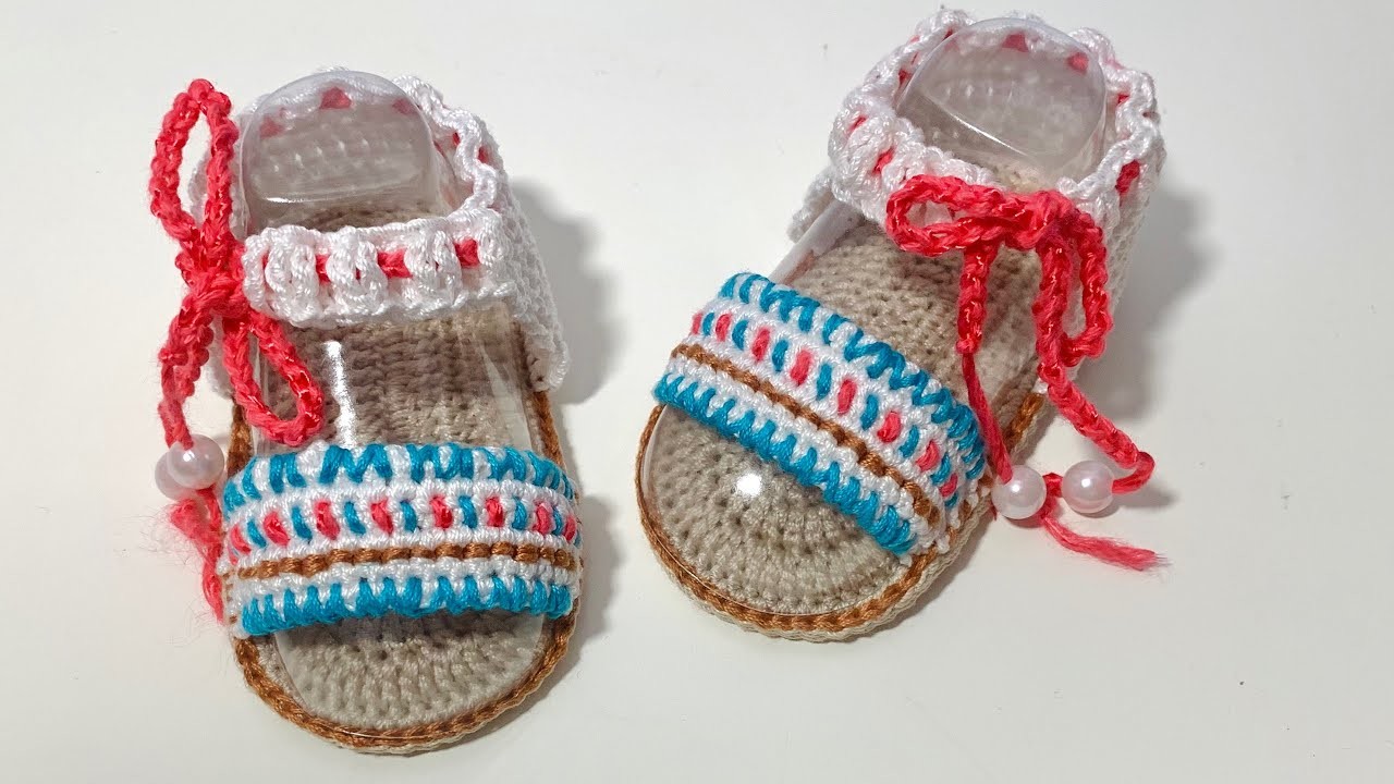Sandalias para bebe 0.3 meses tejidas a Crochet Paso A Paso | Crochet Baby Boho Sandals 0.3 Months