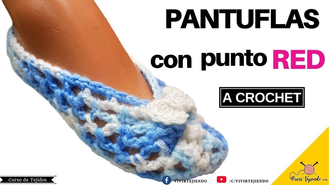 Tejidos a Crochet – Pantuflas Zapatos Dama a Crochet Ganchillo en Punto red