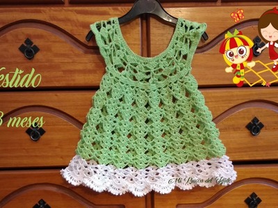 Vestido bebe a crochet tutorial paso a paso (6 - 8 meses). Parte 2 de 2. tığ işi bebek elbisesi