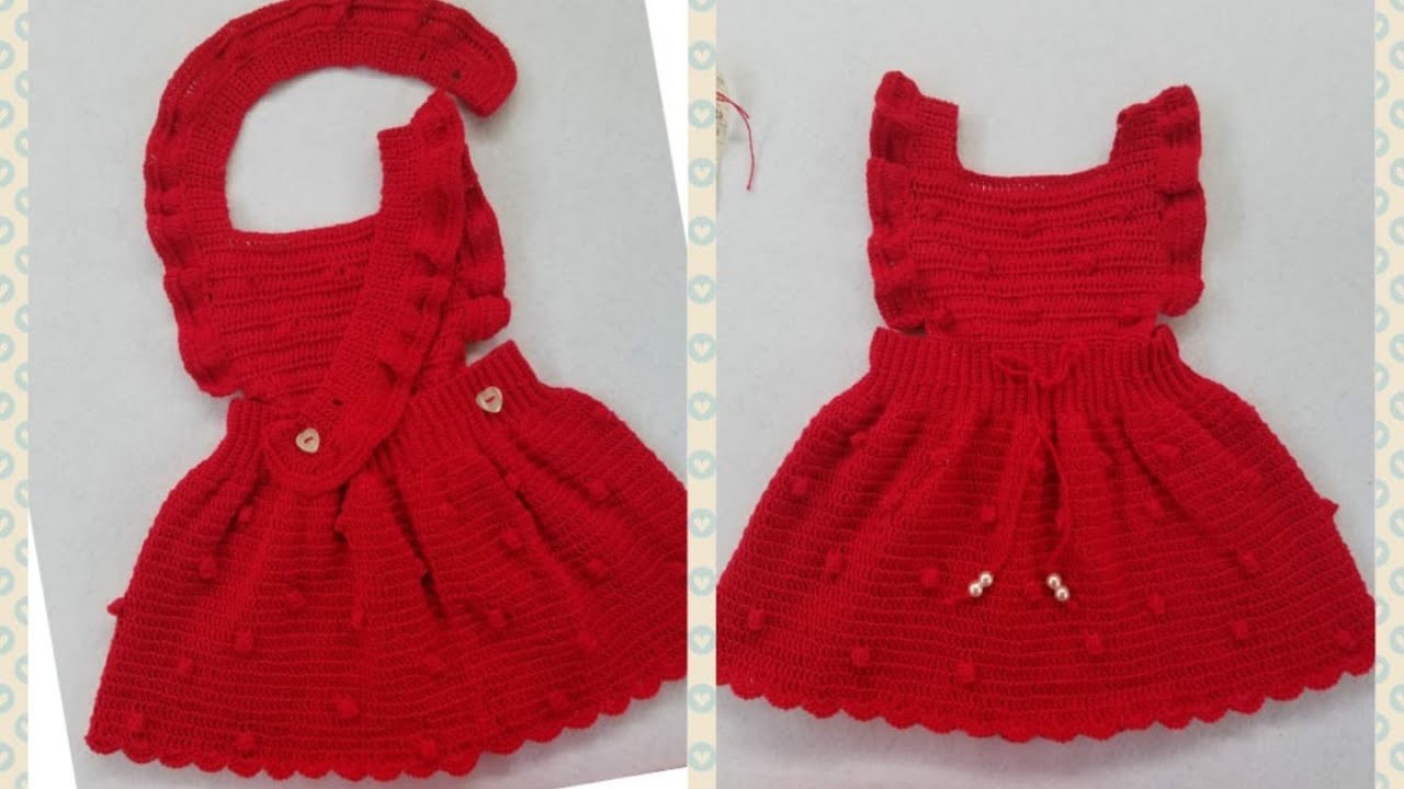 Vestidos tejido a crochet para bebé (3-6 )Meses