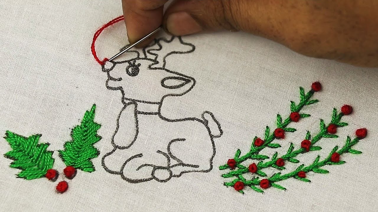 Amazing Christmas embroidery * hand embroidery Christmas Reindeer * bordados navideños