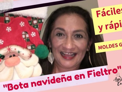 Bota Navideña en fieltro Facil y rapido con patrones gratis   Christmas crafts