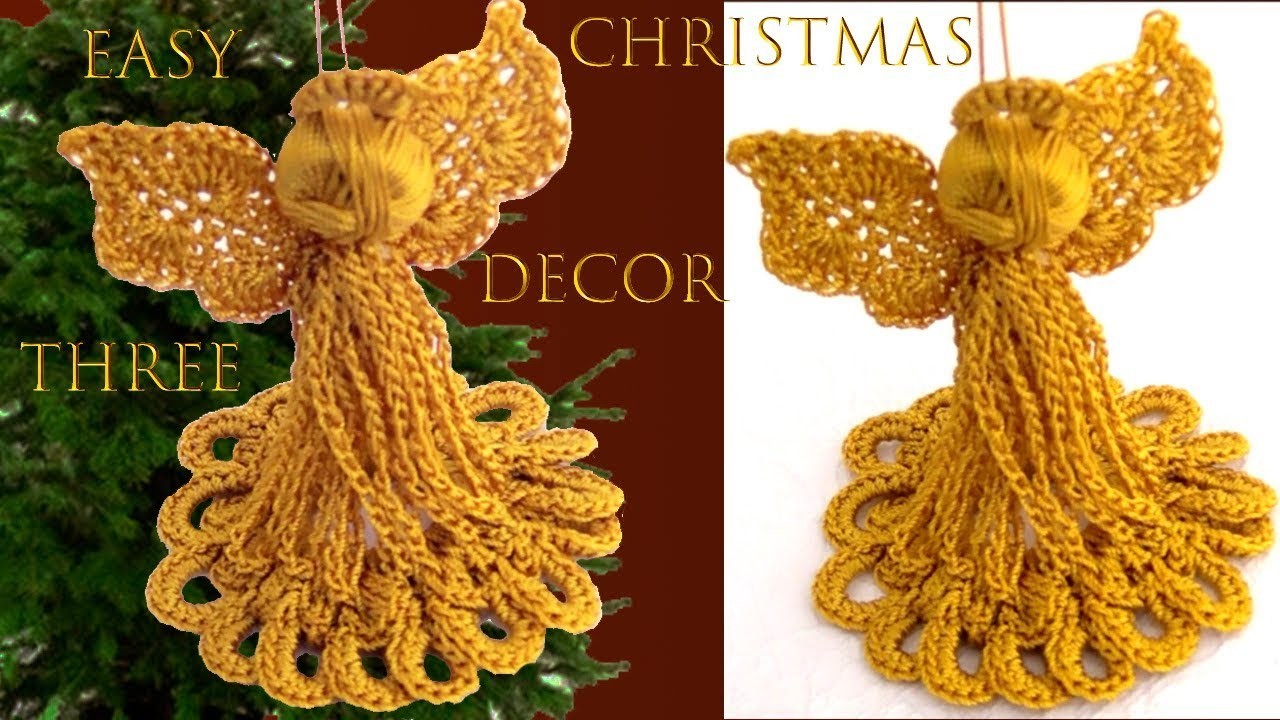 Como hacer ángeles de Navidad a crochet Christmas decor three