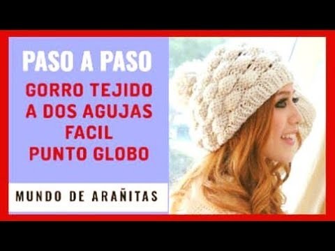 GORRO tejido a dos agujas ❤️punto puff o globo | two-needle knitted cap